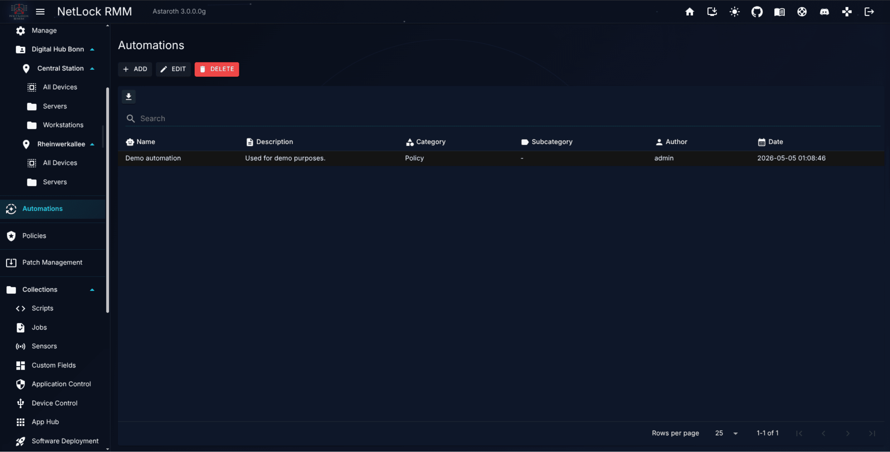 Manage Automations page listing three condition-based rules