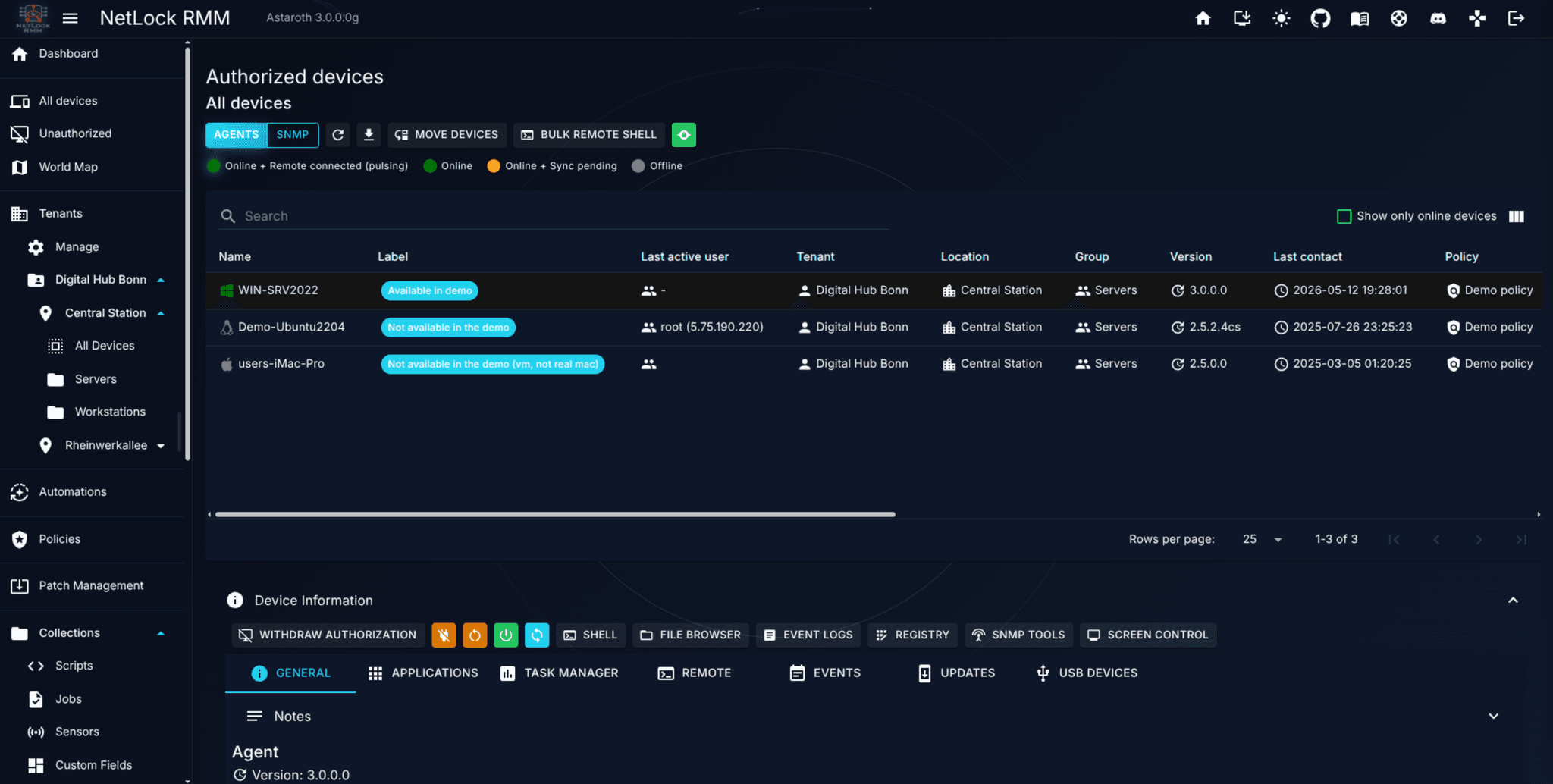 Managing Devices — NetLock RMM Documentation