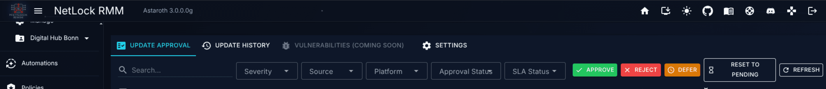 Patch Management tabs across the top of the page