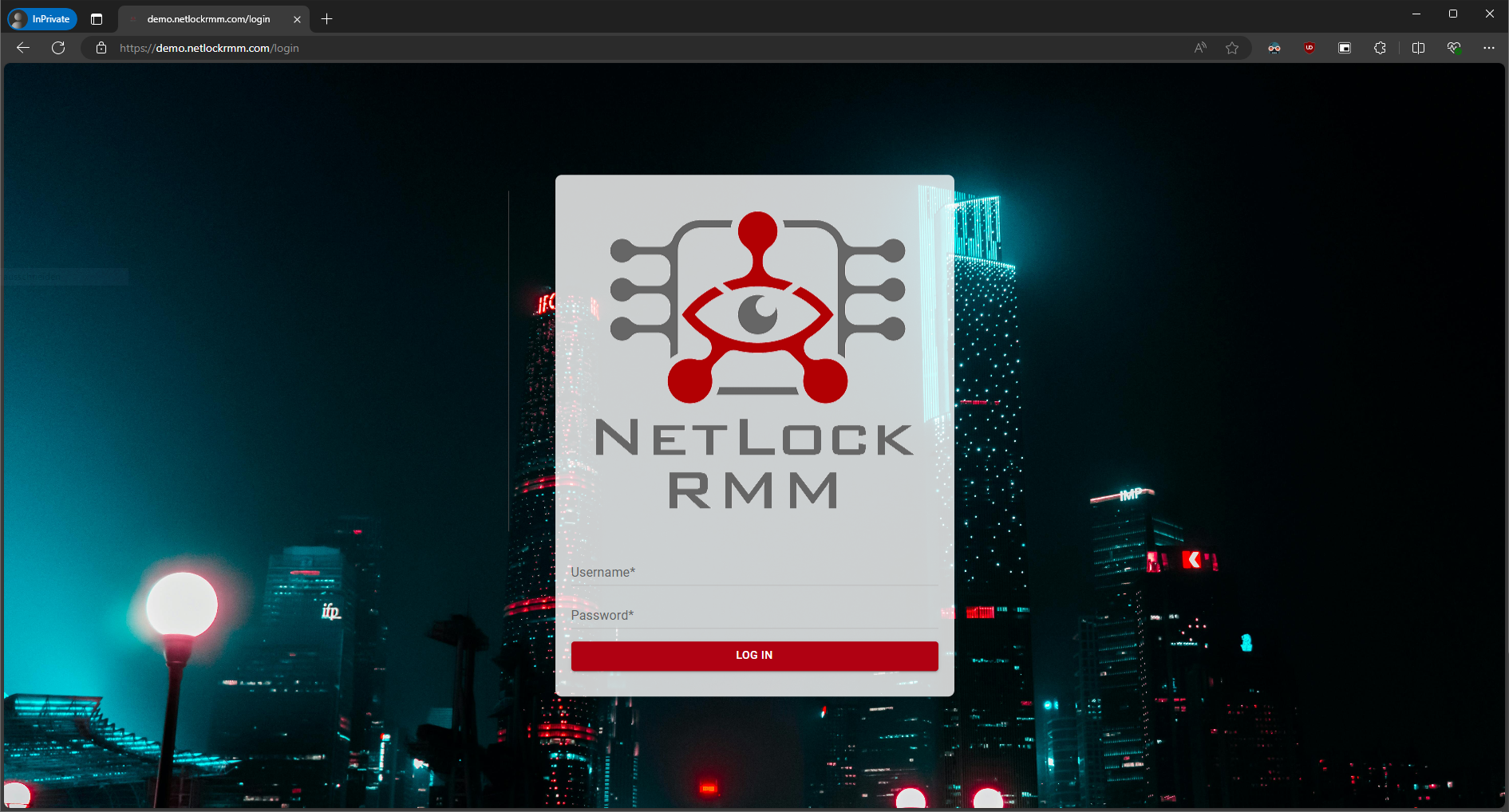 NetLock RMM Web Console Login Page